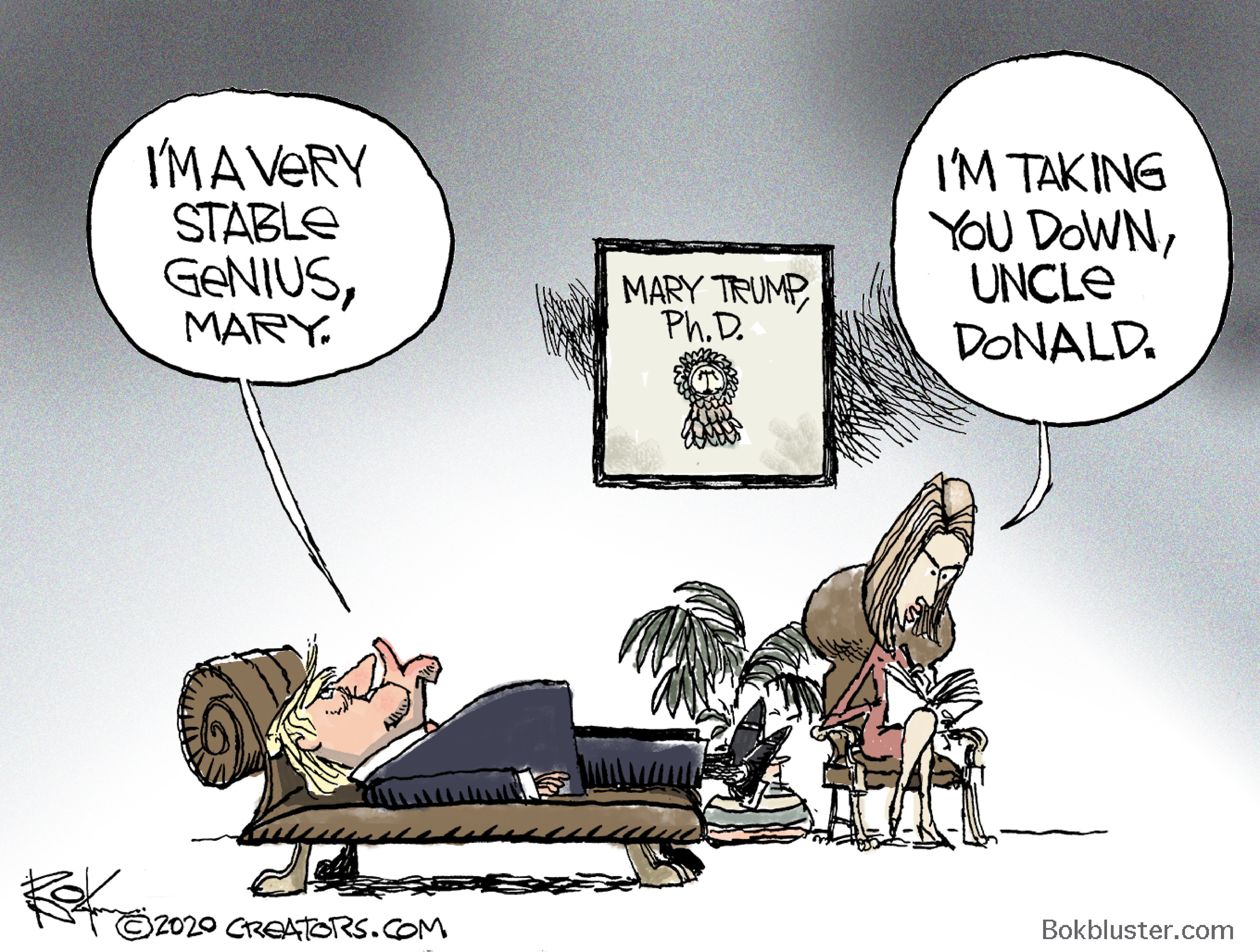Political Cartoon U.S. Mary Trump book stable genius