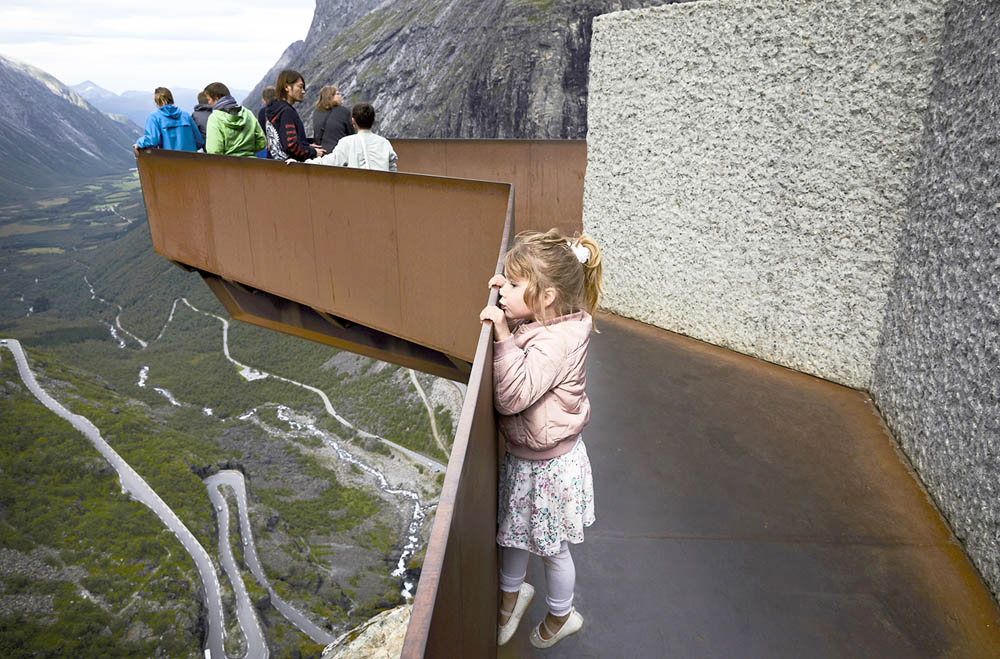 A viewing platform at the top of the Trollstigen in Norway.