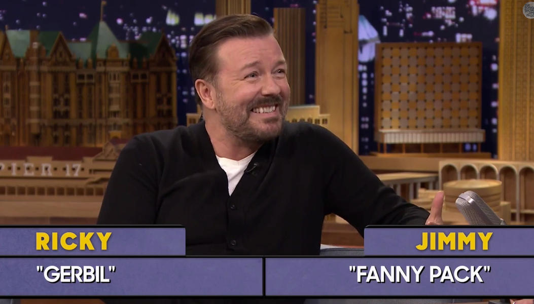 Ricky Gervais and Jimmy Fallon&#039;s improv skills lead to a hilariously inappropriate Richard Gere joke
