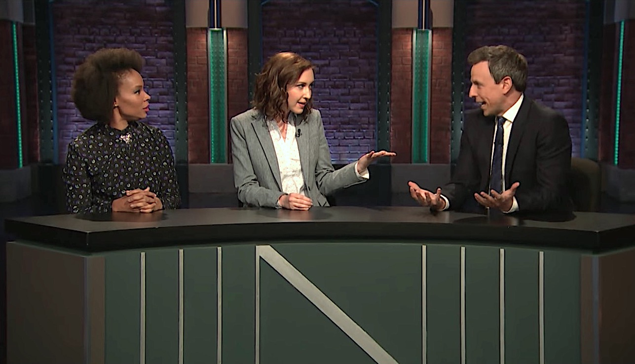 Seth Meyers leads a violent point-counterpoint debate
