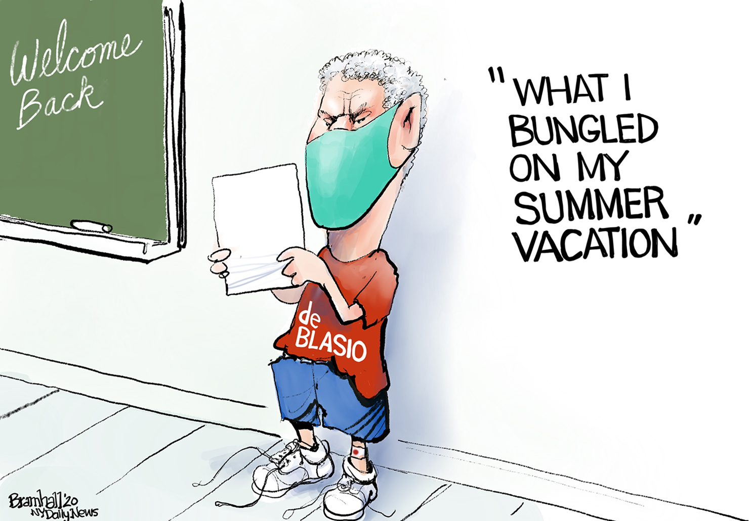 Political Cartoon U.S. Bill de Blasio COVID schools