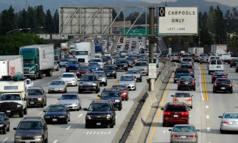 Holiday traffic on the 210 freeway near Los Angeles, Calif.: Only 8 percent of travelers will opt to fly over the Thanksgiving break, the vast majority will drive.
