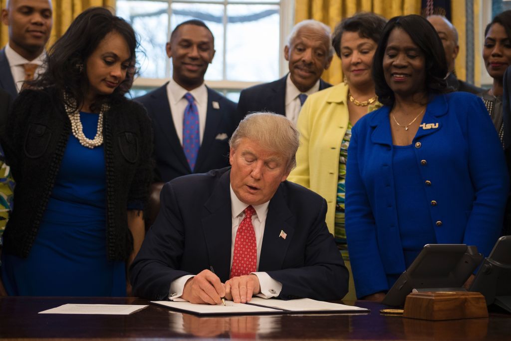 President Trump meets with HBCU leaders in February of 2017