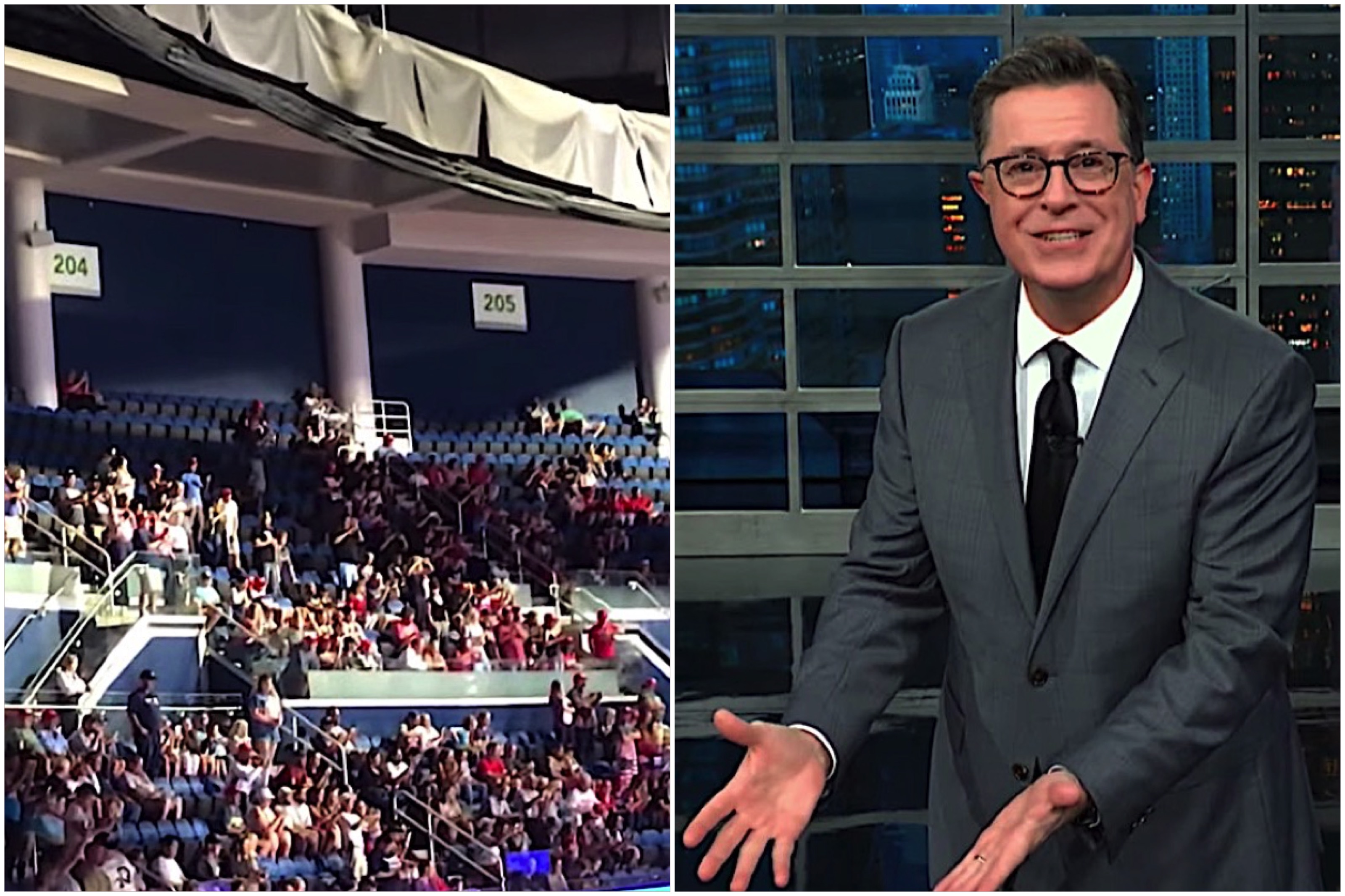 Stephen Colbert shows lots of empty seats at Trump&#039;s campaign rally