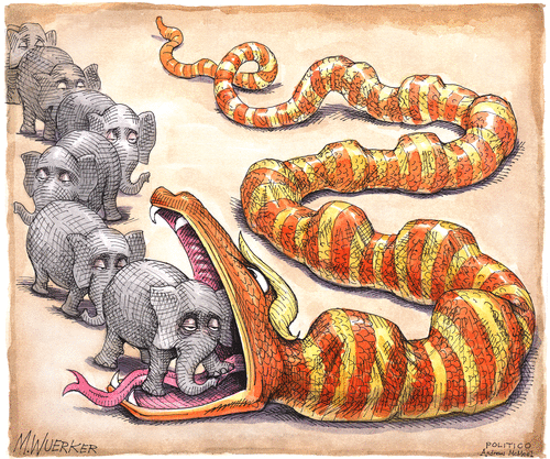 Political Cartoon U.S. Trump gop snake
