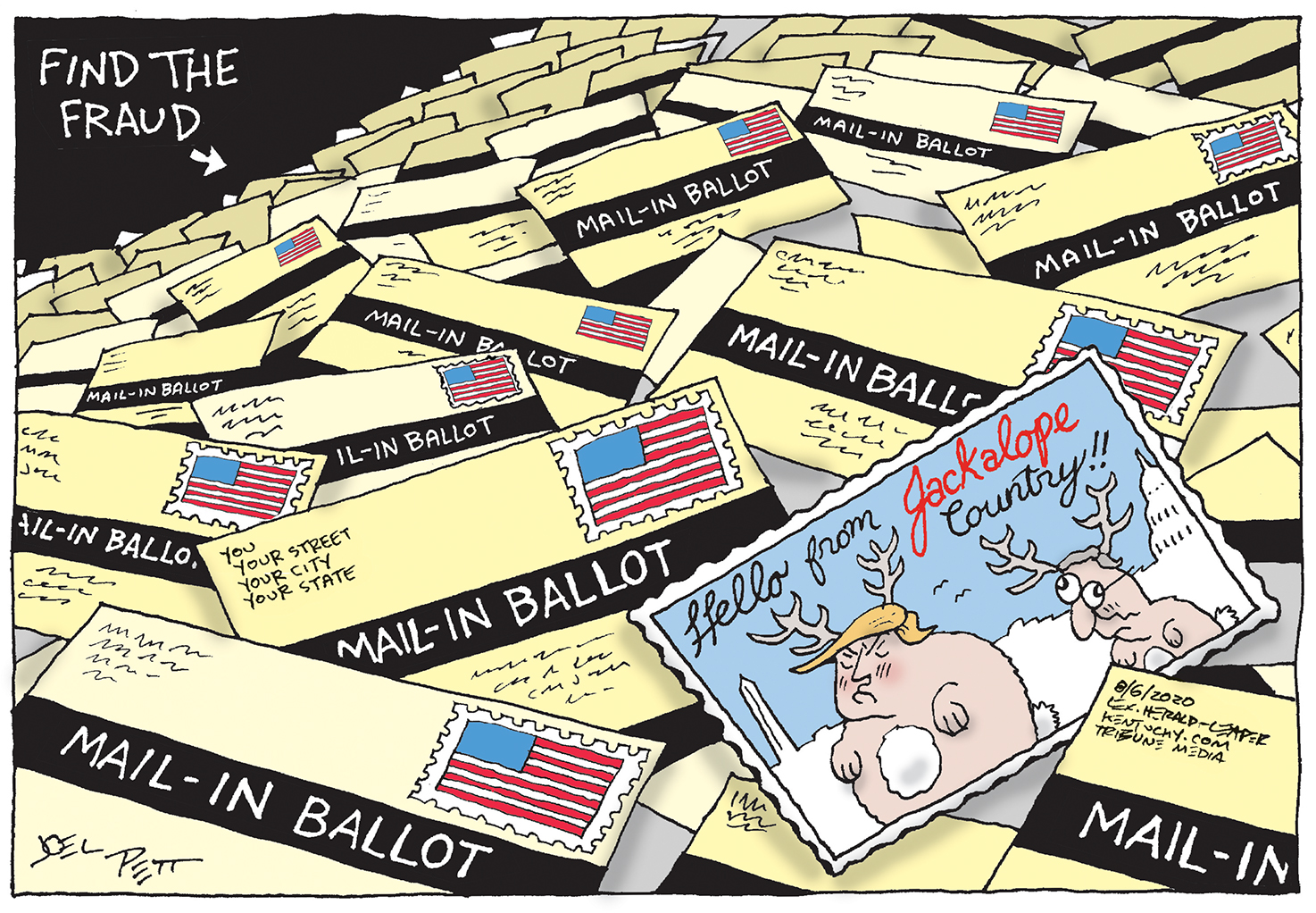 Political Cartoon U.S. Trump McConnell mail election fraud