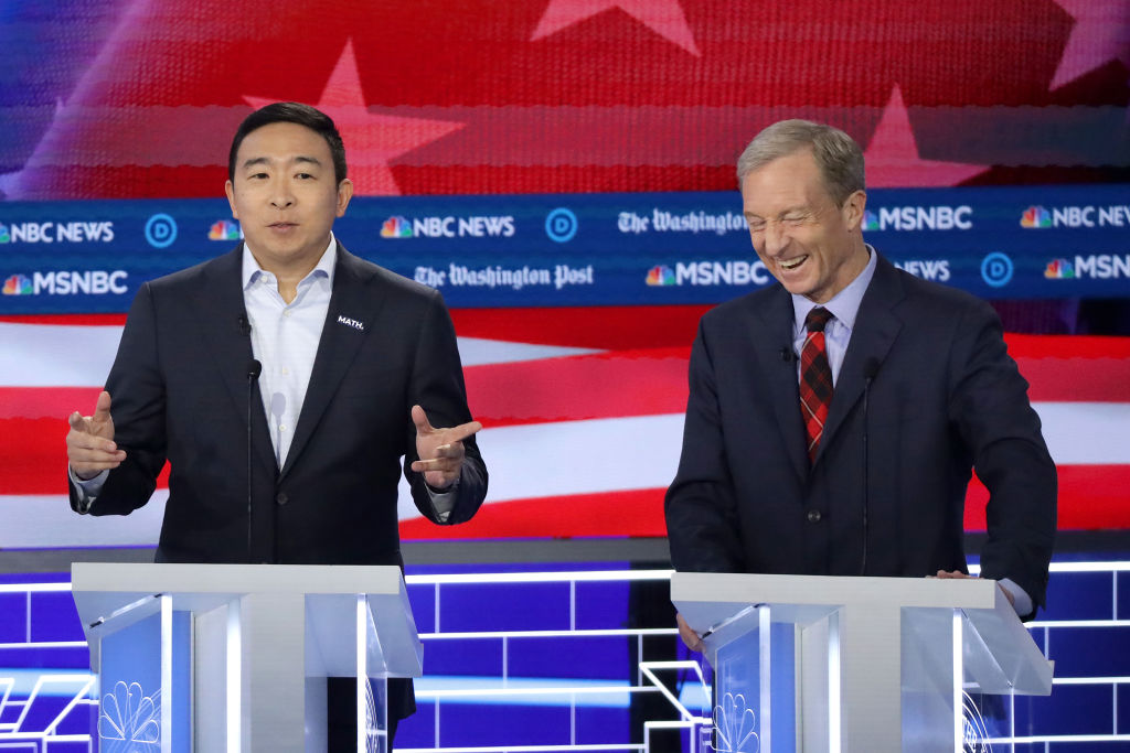 Andrew Yang and Tom Steyer.