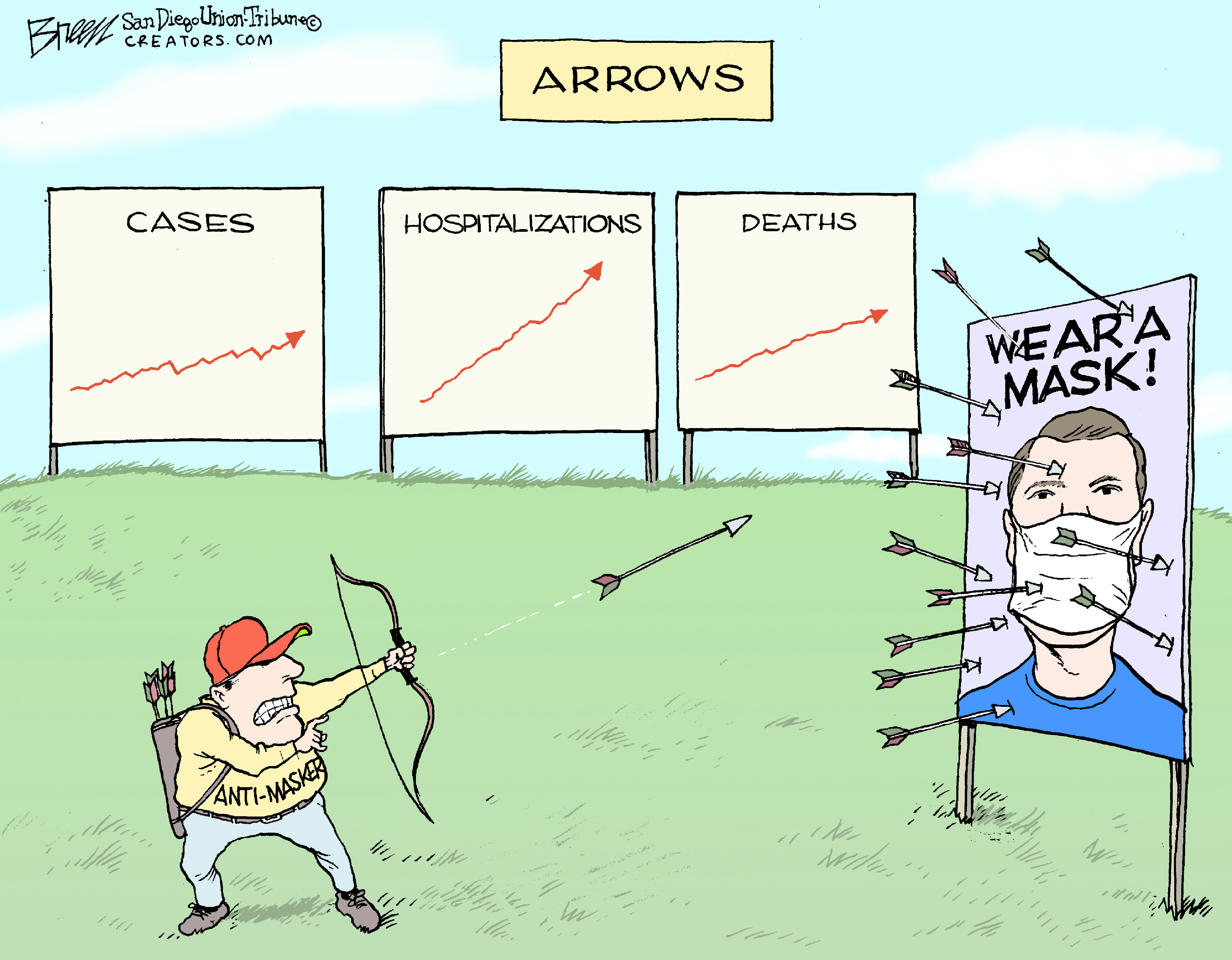 Editorial Cartoon U.S. coronavirus masks arrows
