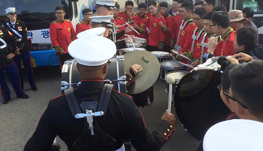 U.S. Marines and the South Korean Army engaged in a friendly drum battle