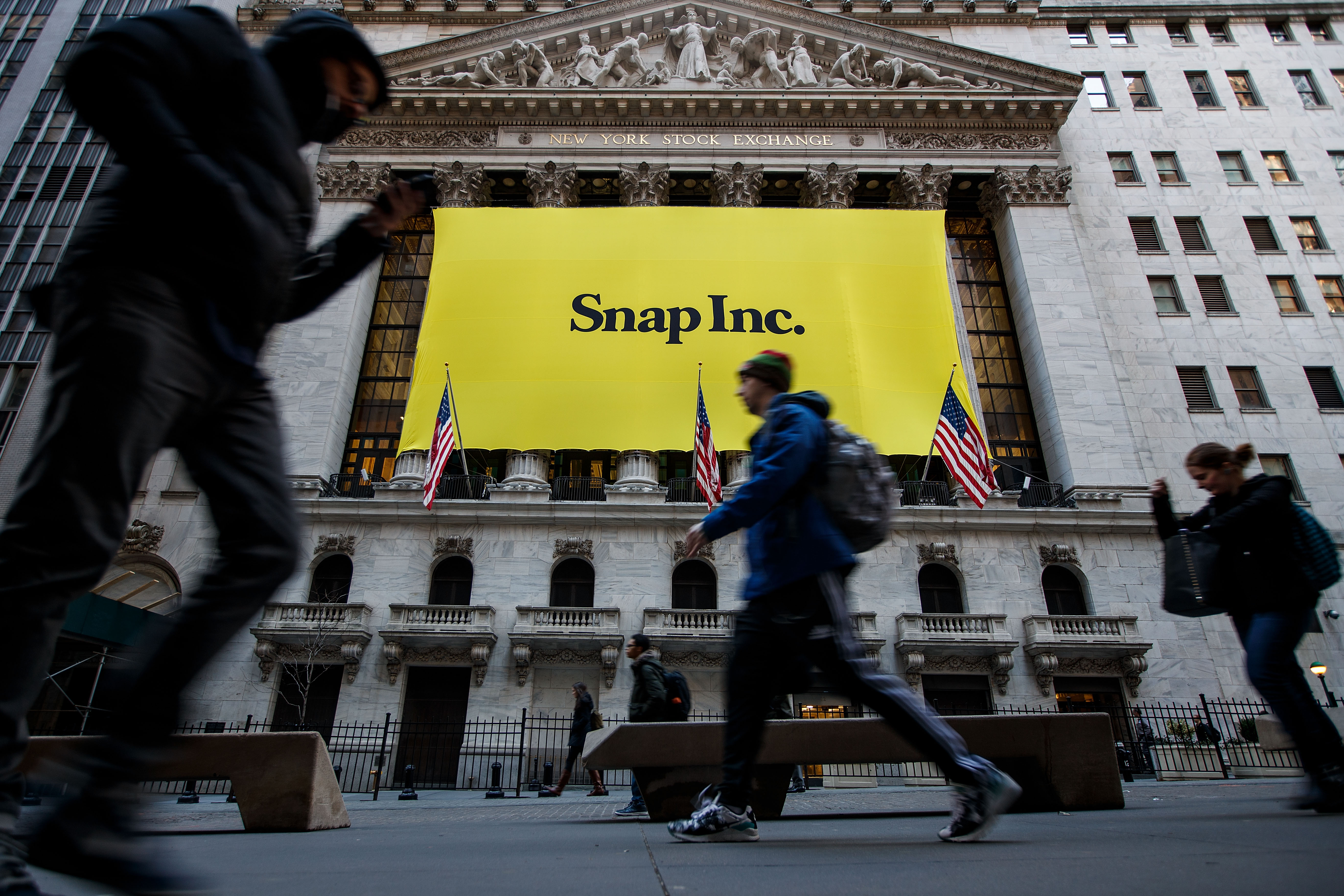 The Snap Inc. logo on the New York Stock Exchange