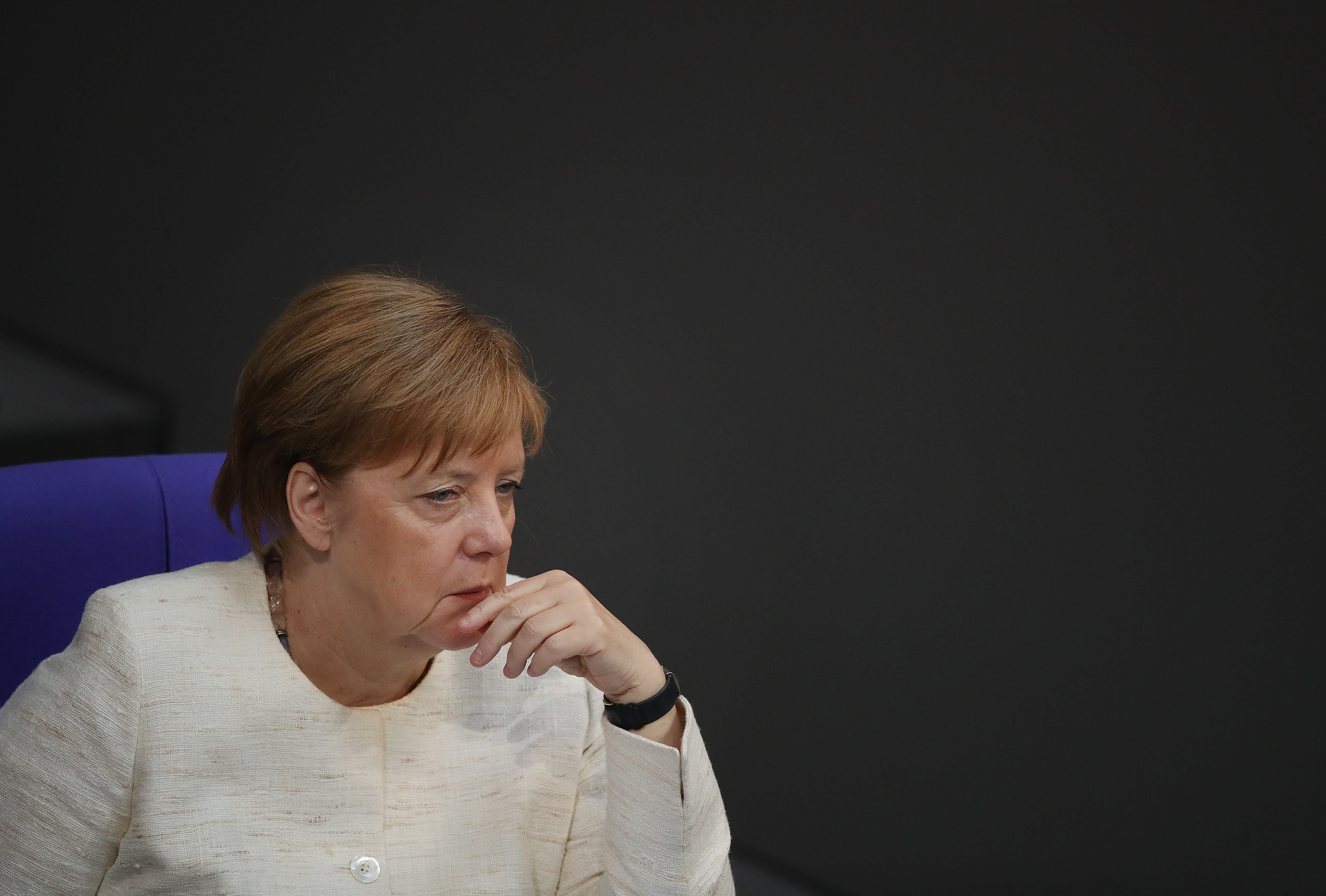 Angela Merkel at a meeting in Berlin