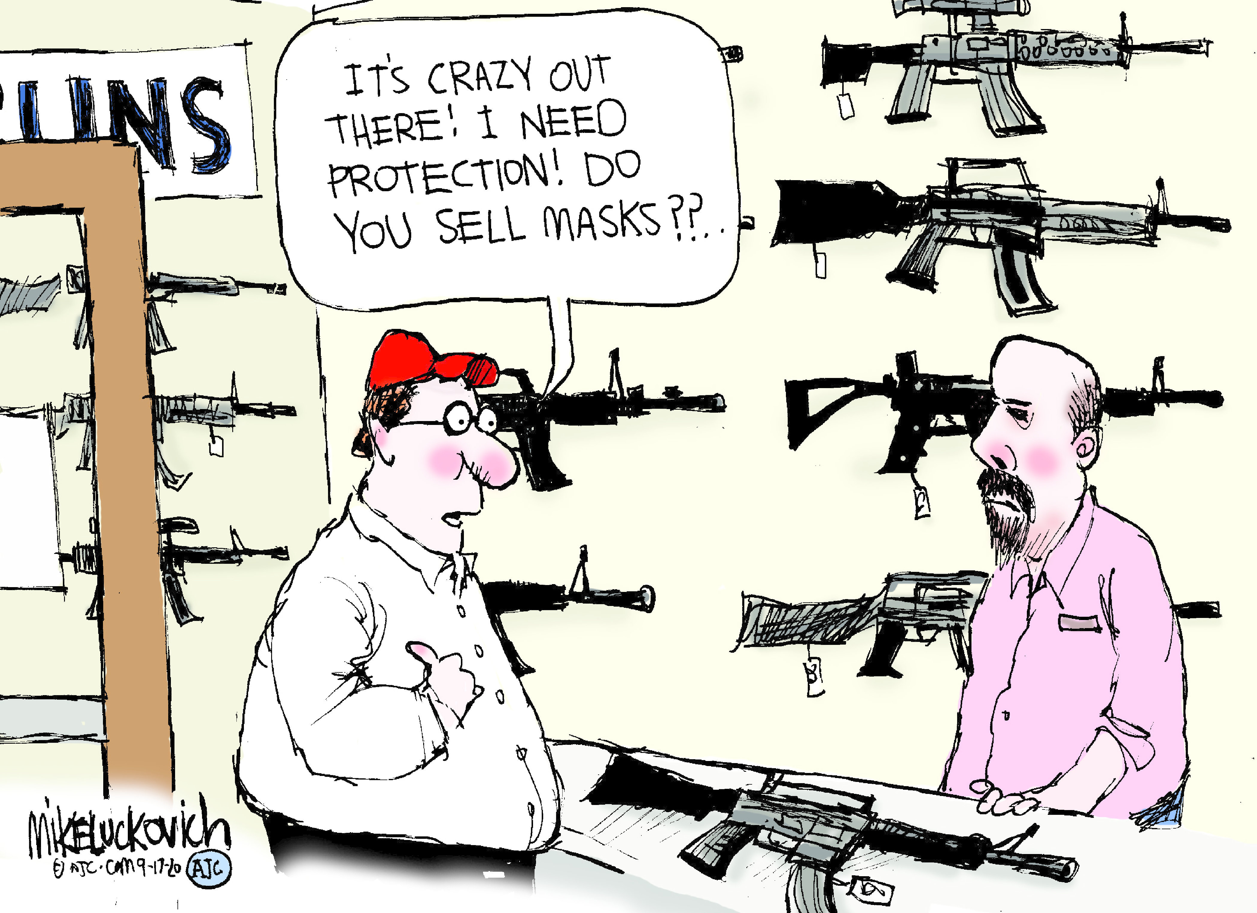Editorial Cartoon U.S. Masks guns COVID