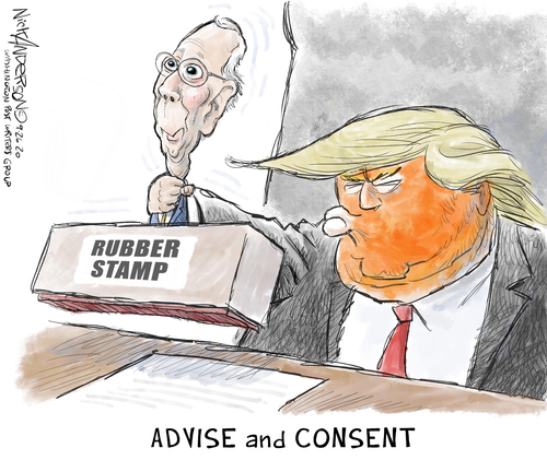 Political Cartoon U.S. Trump McConnell&amp;nbsp;rubber stamp
