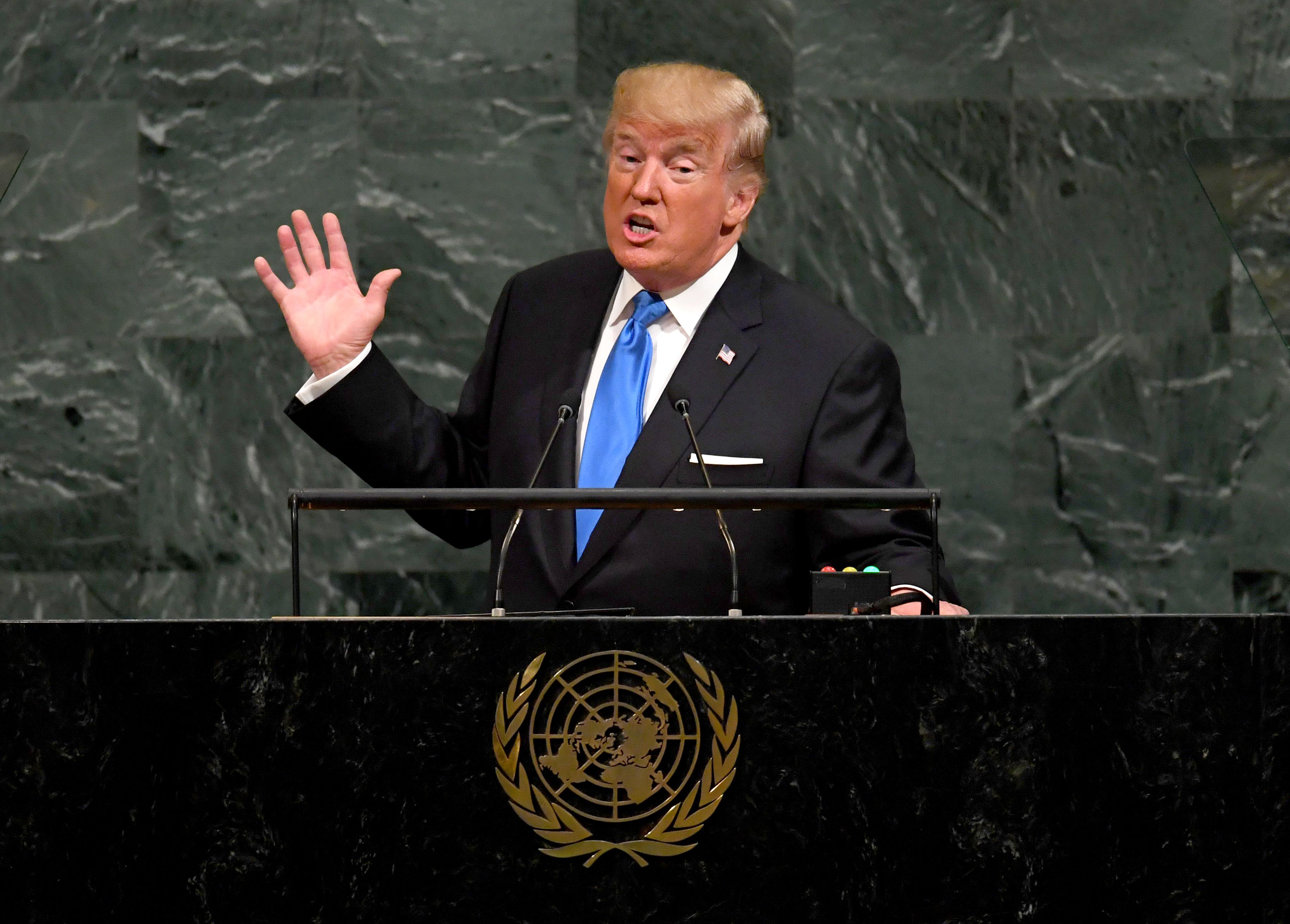 President Trump speaks at the United Nations.