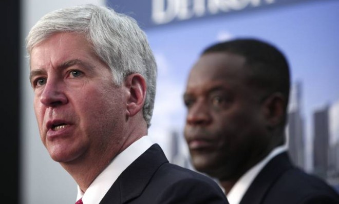 Gov. Rick Snyder (R) and emergency manager Kevyn Orr are running the show.