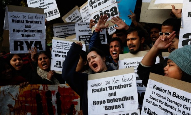 Indian students protest against Hindu religious leader Asaram Bapu, on Jan. 8.