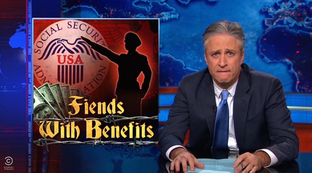 Jon Stewart gives Congress two cheers for bravely depriving Nazis of Social Security benefits
