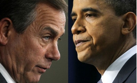 Obama clashes with John Boehner and the House Republicans over budget cuts in defense, education, energy and other key sectors. 
