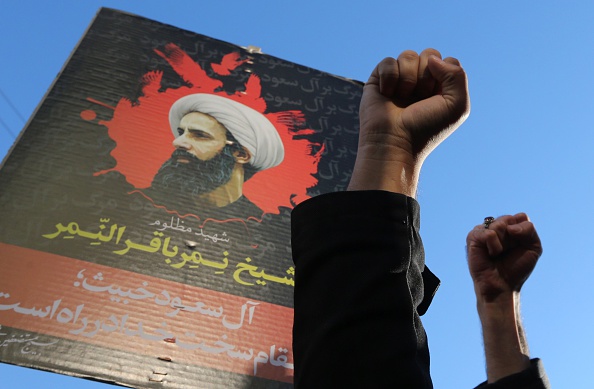 Protesters in Iran denounce the execution of Sheik Nimr al-Nimr in Saudi Arabia.
