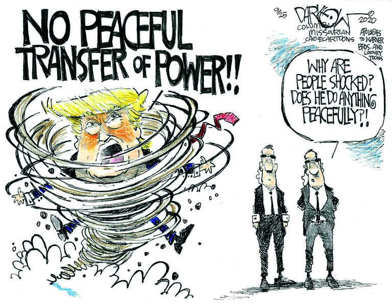 Political Cartoon U.S. Trump transfer of power 2020