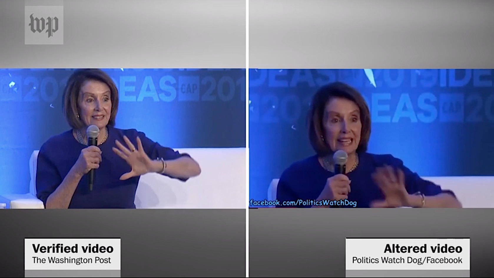 Doctored and original video of Nancy Pelosi