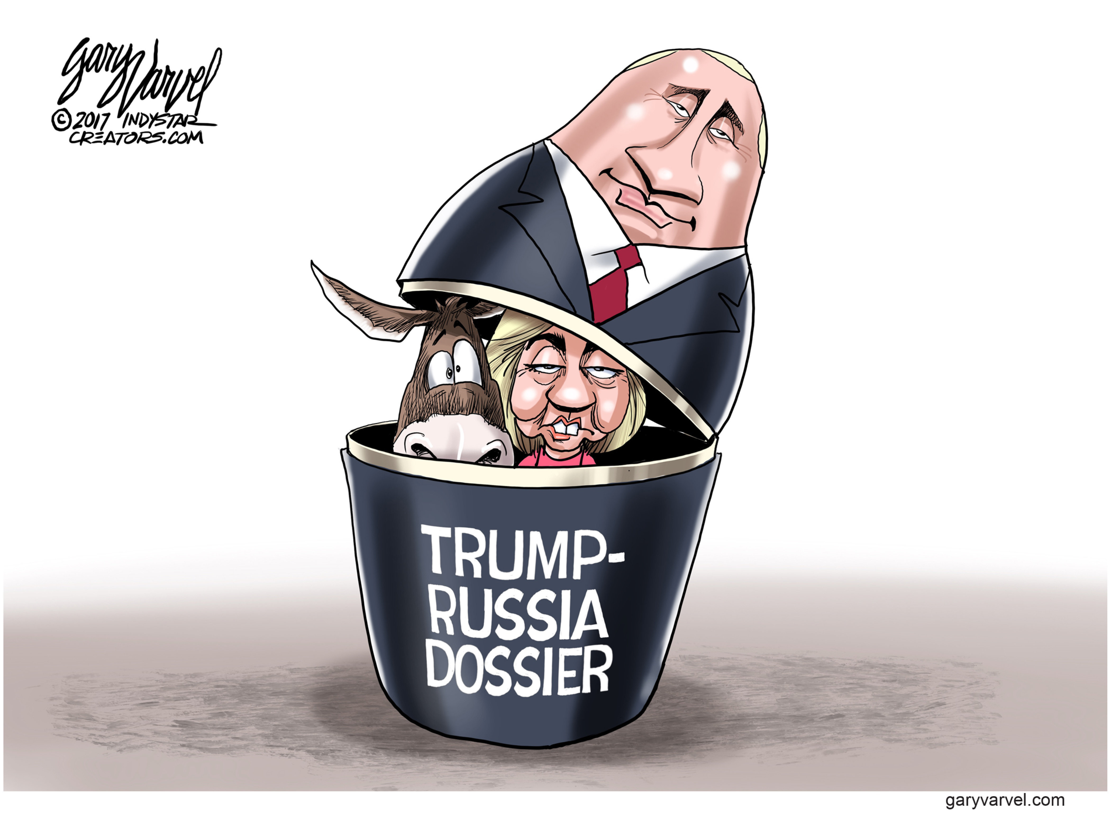 Political cartoon U.S. Clinton Russia dossier democrats