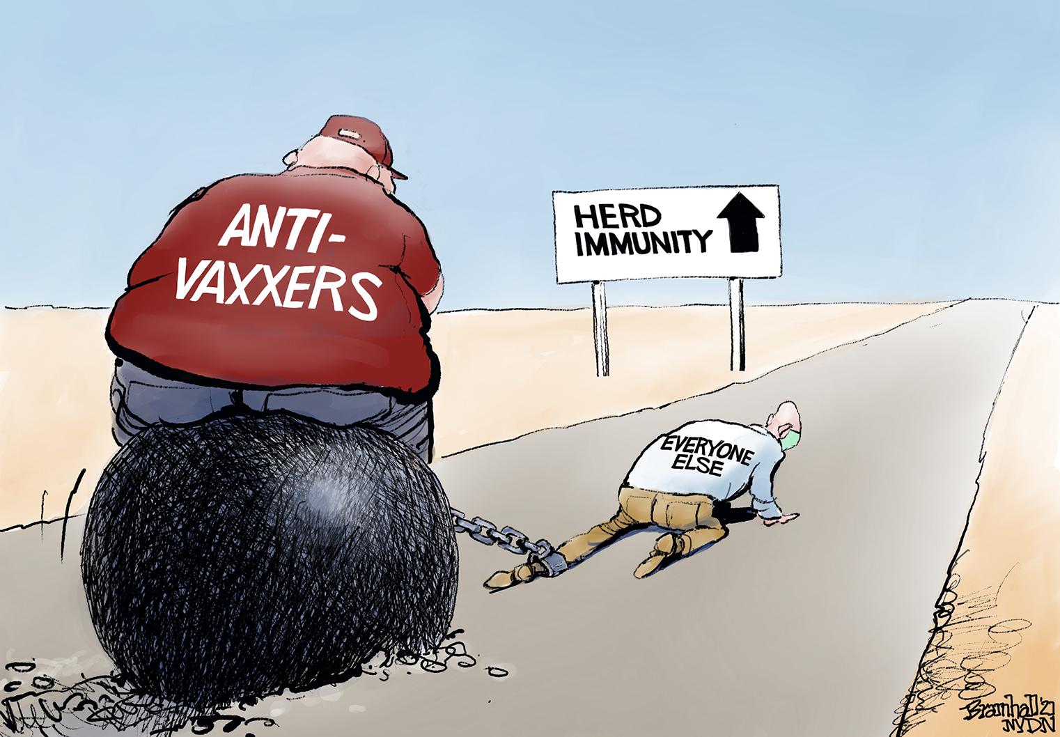 Editorial Cartoon U.S. anti vaxxers covid vaccines