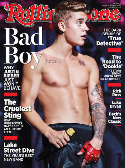 Shirtless Justin Bieber graces the cover of Rolling Stone