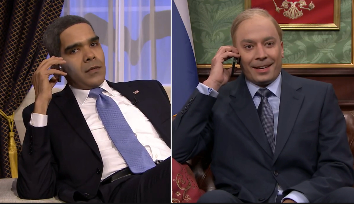 Jimmy Fallon imagines the jokes Obama and Putin tell each other during their awkward Ukraine phone calls