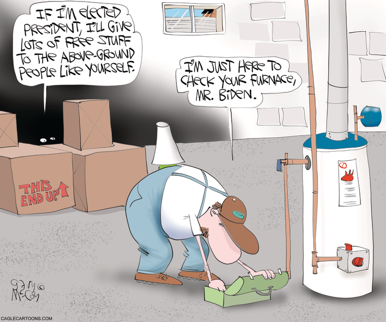 Political Cartoon U.S. Biden basement campaign 2020