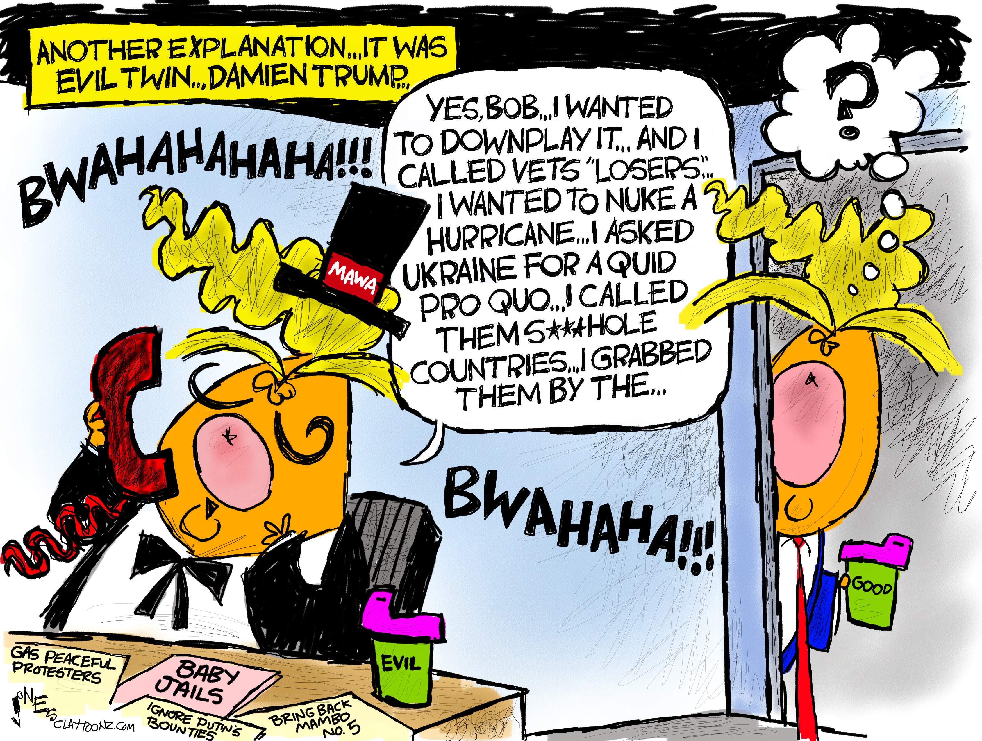 Political Cartoon U.S. Trump Woodward scandals
