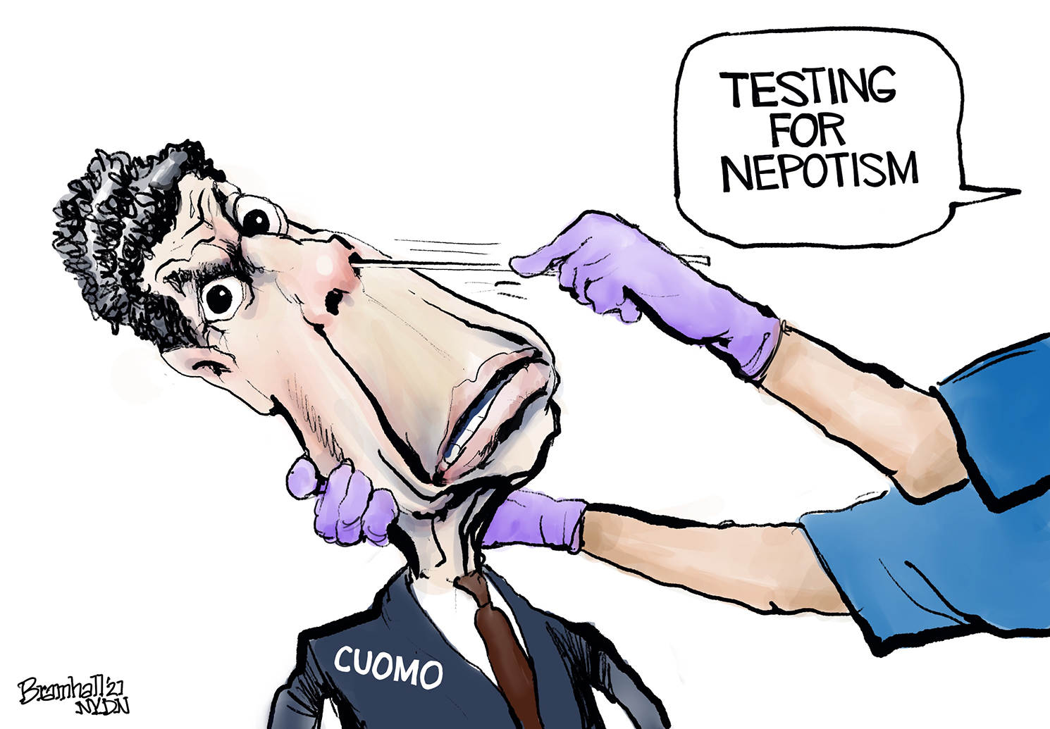 Political Cartoon U.S. andrew cuomo covid test nepotism