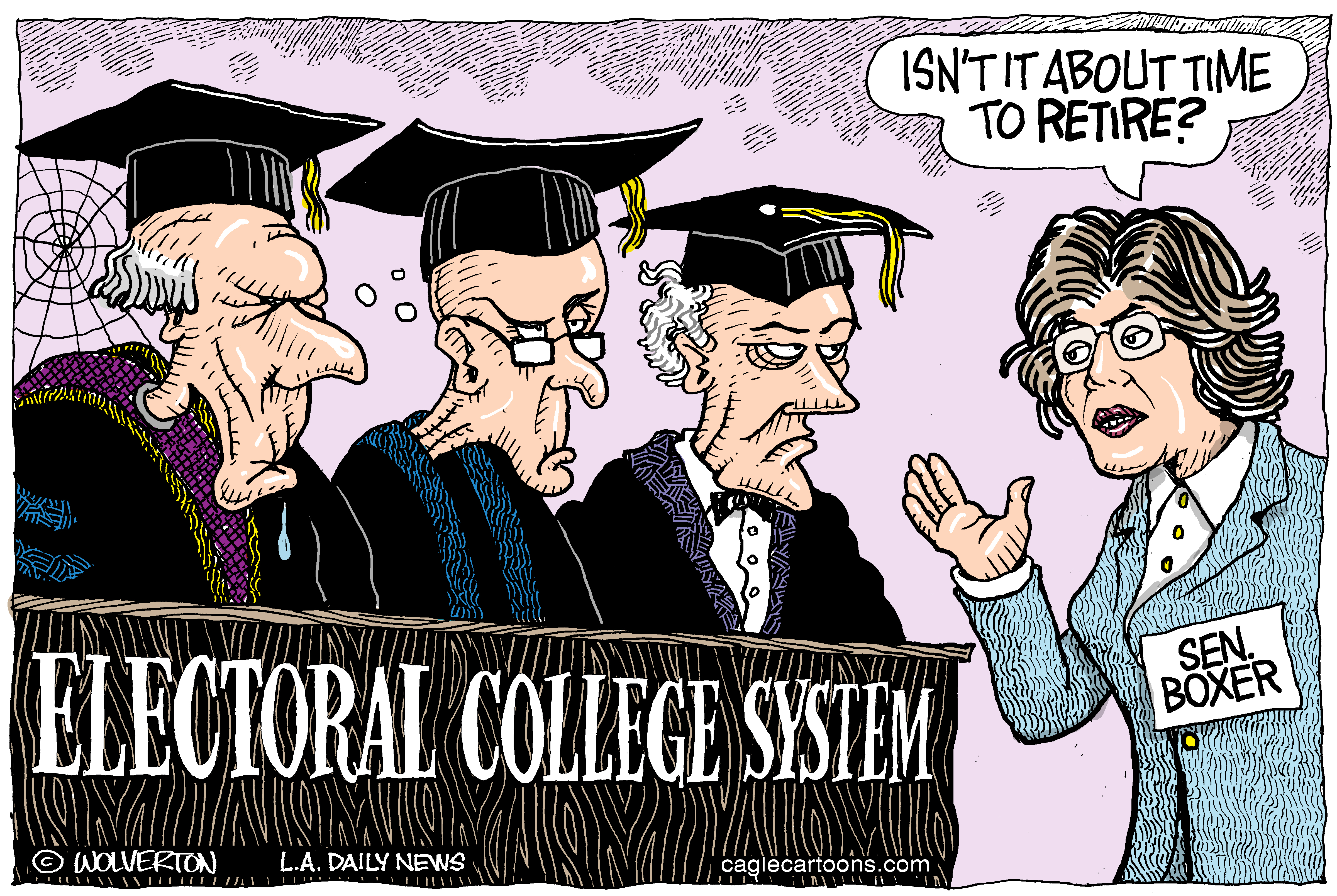 Political cartoon . California electoral college