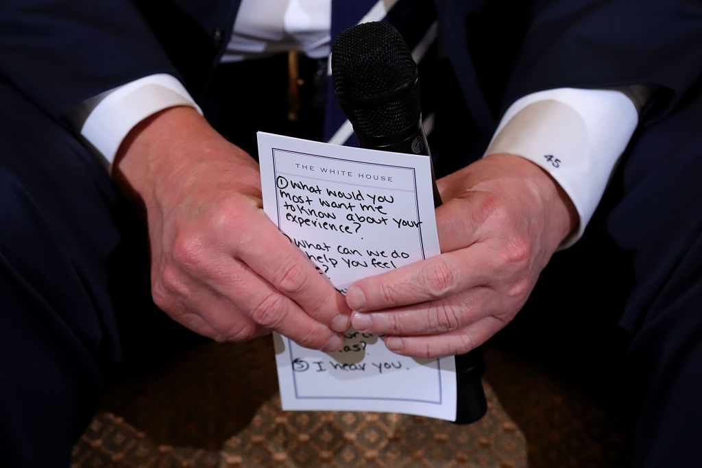 Trump brought notes to a listening session