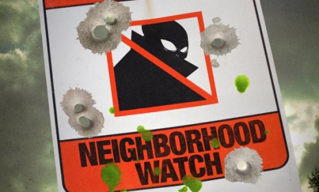 The teaser poster (pictured) and trailer for the forthcoming &quot;Neighborhood Watch&quot; have been pulled in light of the Trayvon Martin shooting.