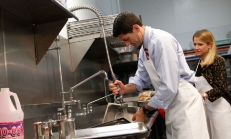 Today&#039;s burning political question: Are the dishes being washed by Paul Ryan and his wife Janna at this Ohio soup kitchen clean or dirty?