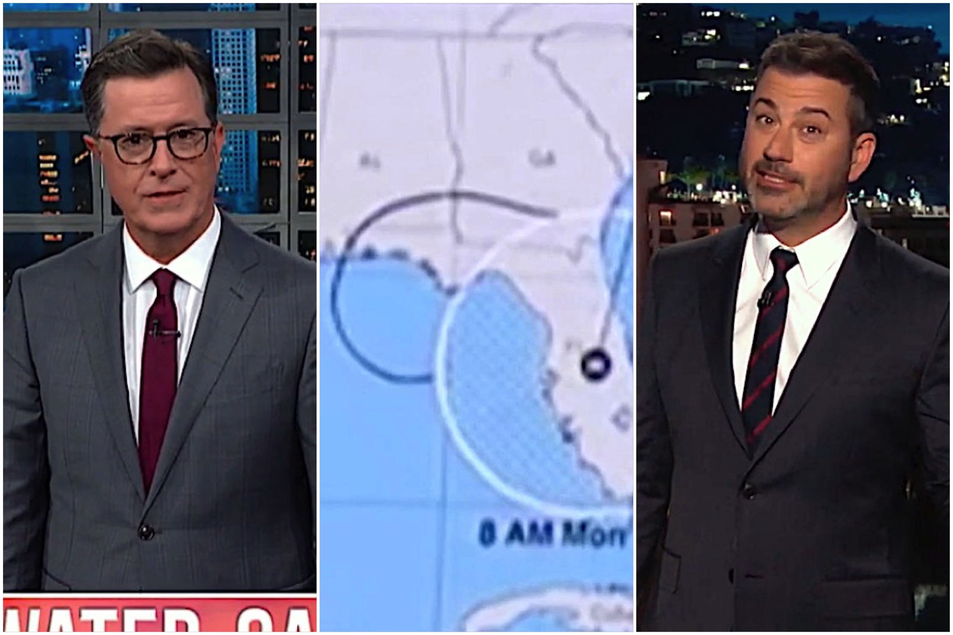 Stephen Colbert and Jimmy Kimmel on Trump&#039;s doctored map