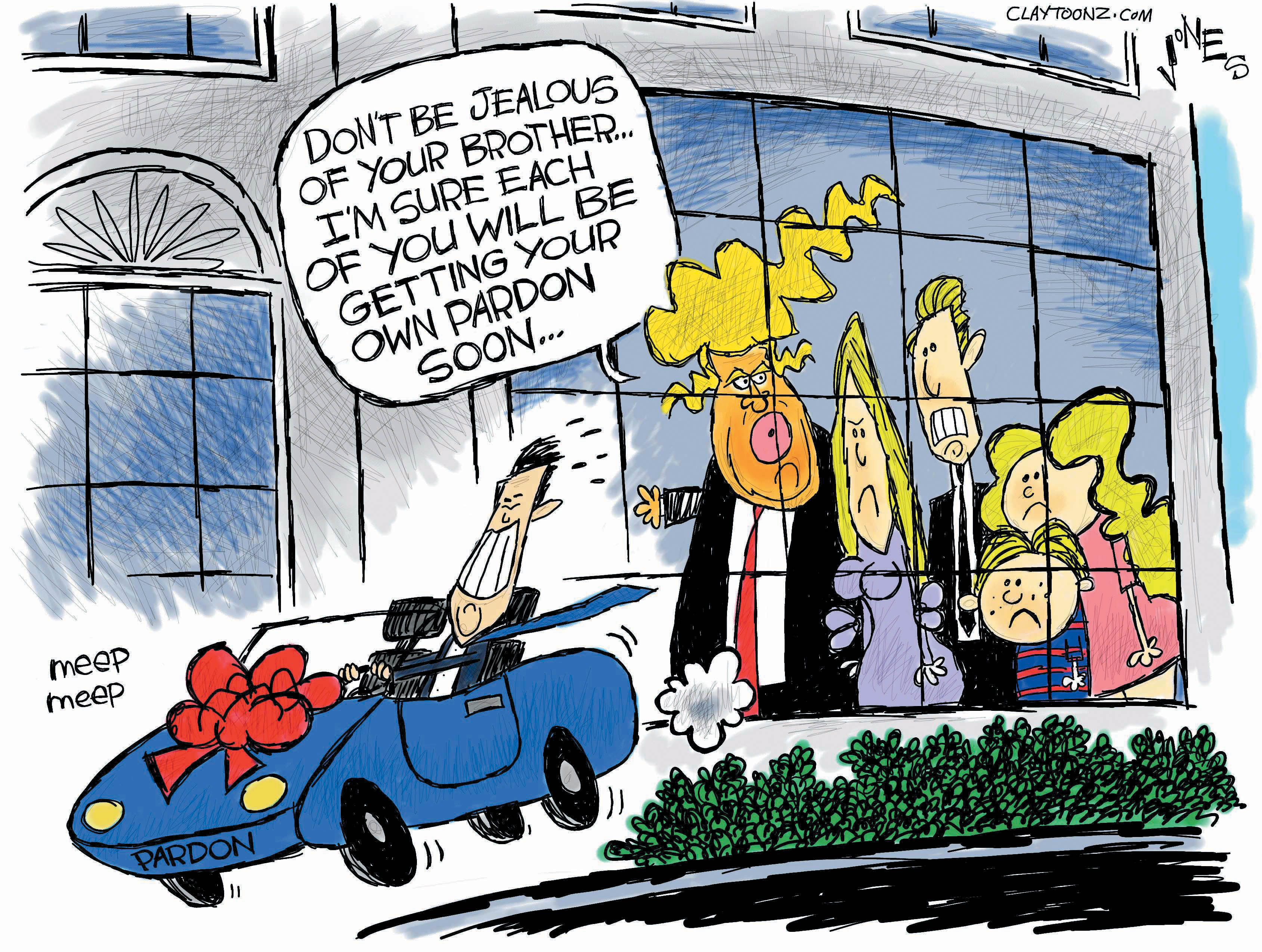 Political cartoon U.S. Trump Jr. Russian collusion pardon