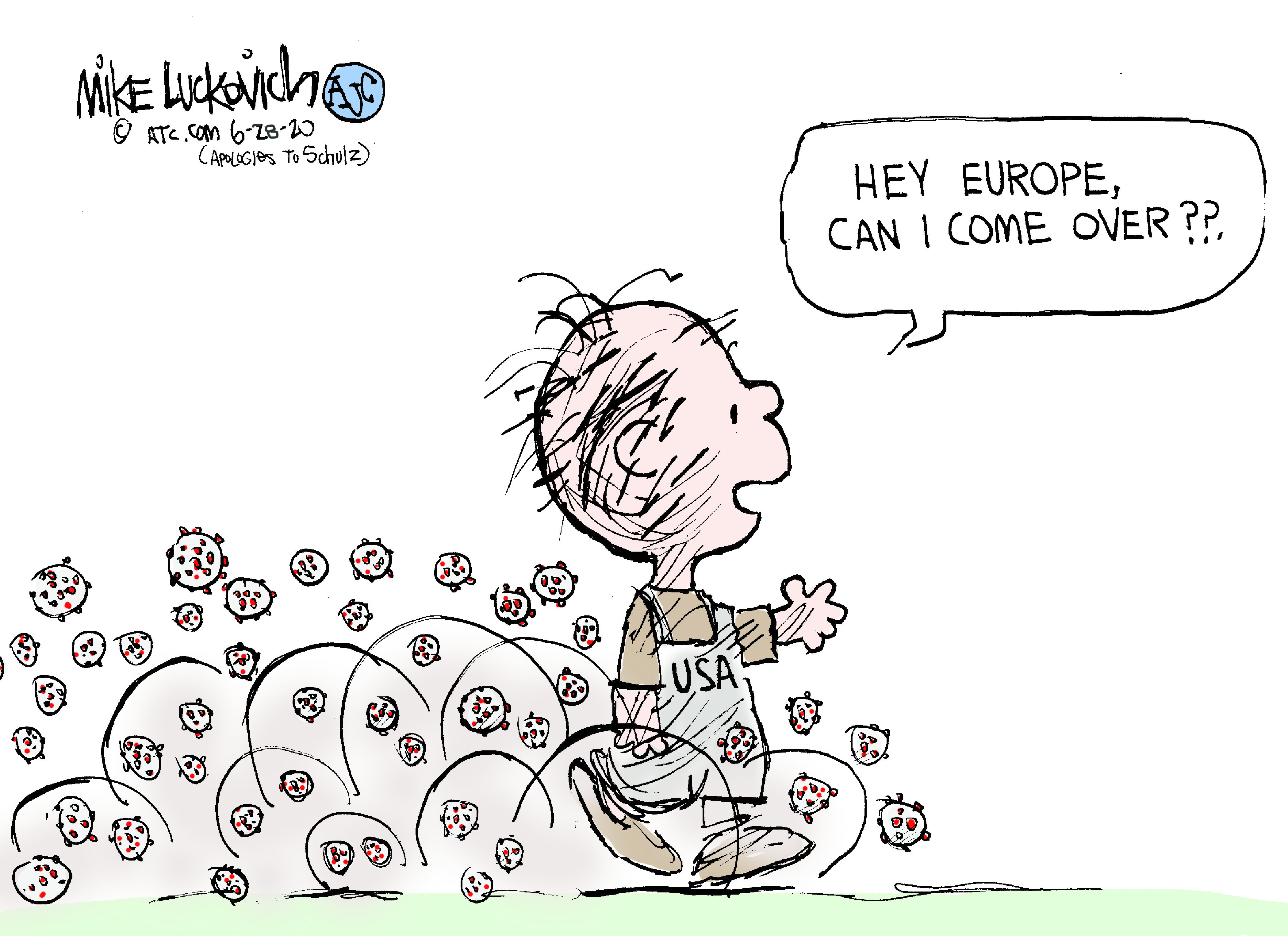 Editorial Cartoon U.S. America coronavirus Europe Pig Pen Peanuts