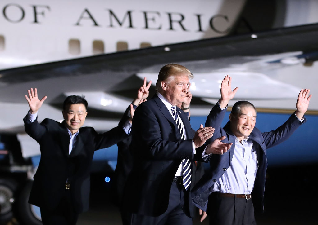 President Trump with Americans freed from North Korea.