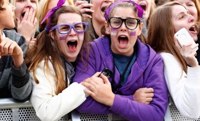 Justin Bieber fans scream wildly during his 2012 performance in Sydney, Australia.