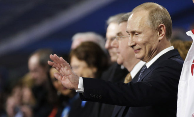 Russian President Vladimir Putin during happier times at the Sochi Olympics.