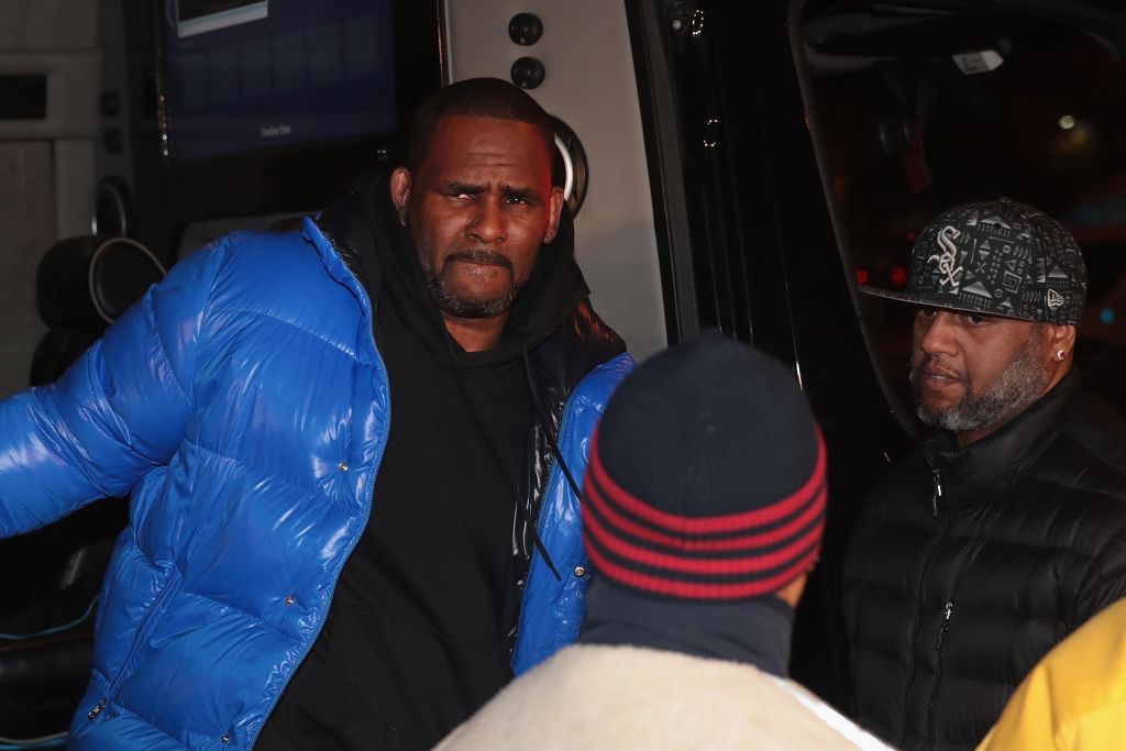  R&amp;B singer R. Kelly arrives at the 1st District-Central police station on February 22, 2019 in Chicago, Illinois.