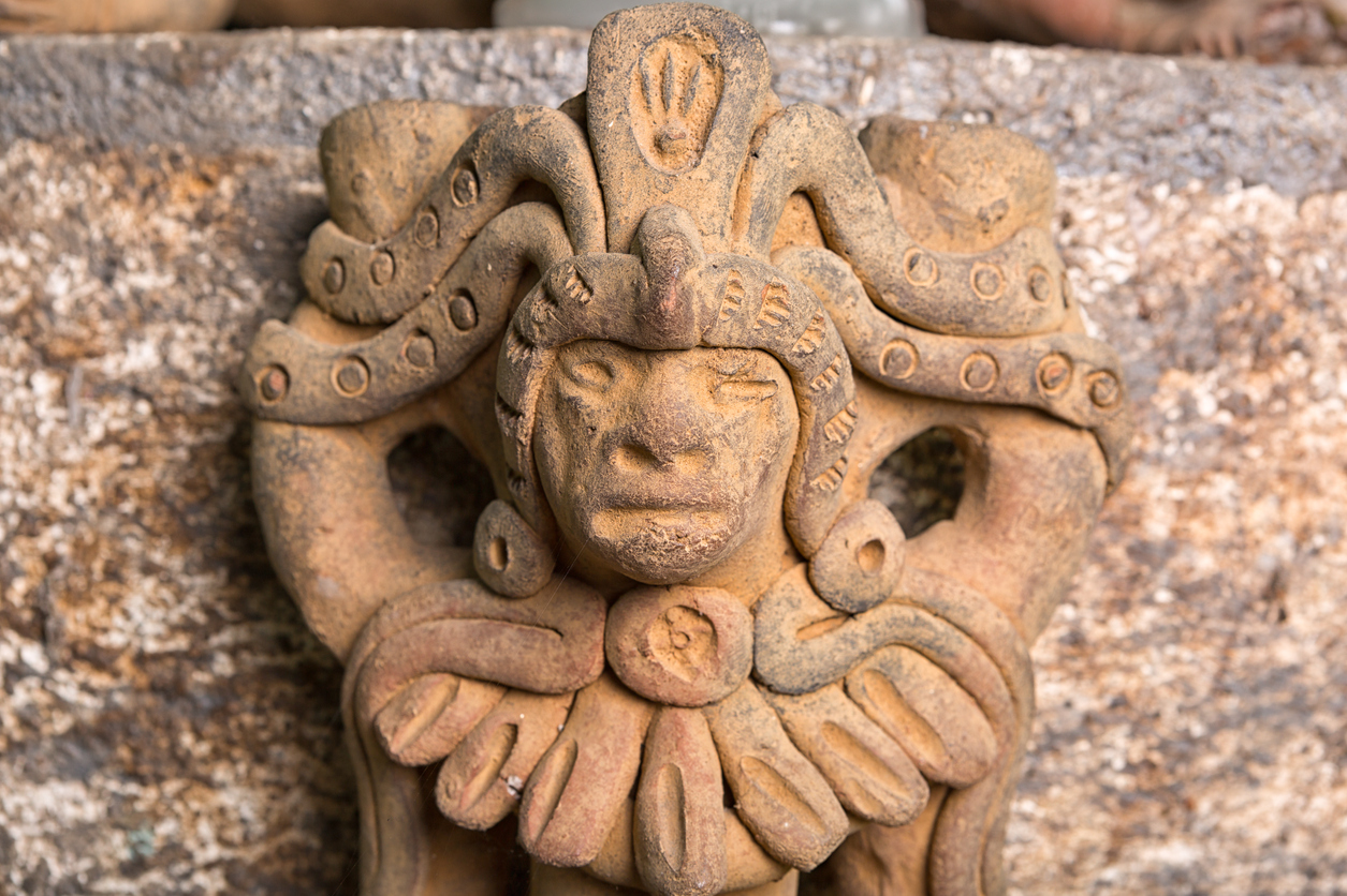 A Mayan carving. 