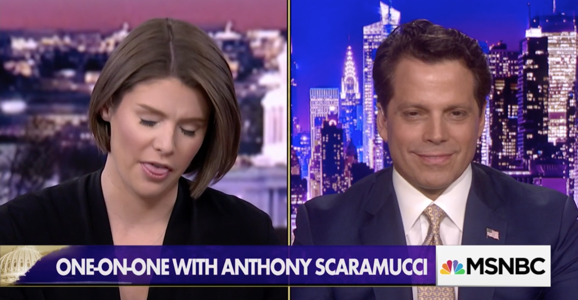 Kasie Hunt and Anthony Scaramucci. 