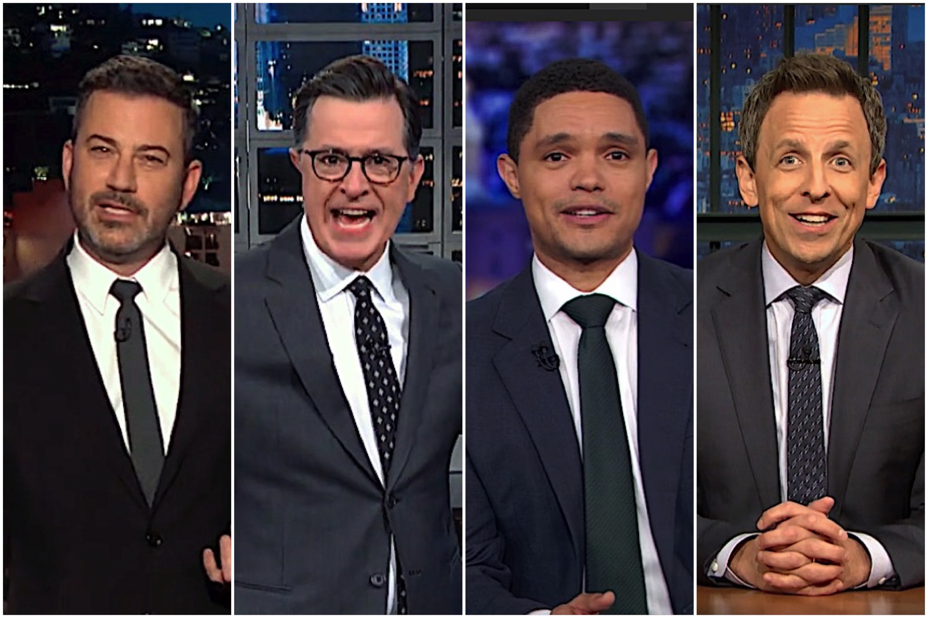 Late night hosts on Trump impeachment &quot;pizzazz&quot;