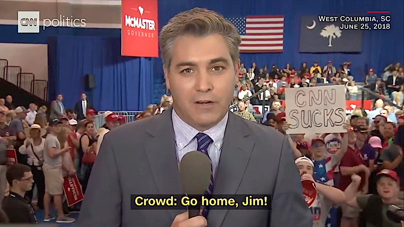 Trump fans heckle CNN&#039;s Jim Acosta