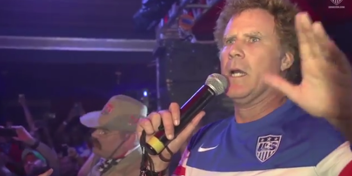 Will Ferrell pumps up U.S. soccer fans in Brazil, vows to bite every German player