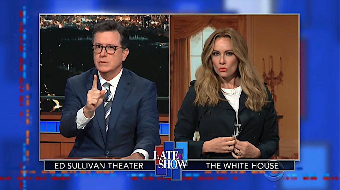 Stephen Colbert interviews &quot;Melania Trump&quot; on that Zara jacket