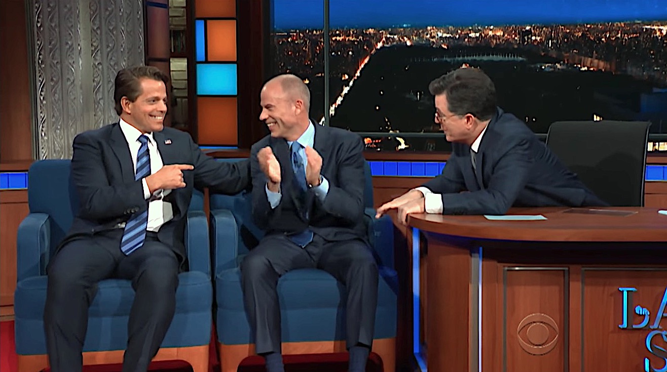 Anthony Scaramucci and Michael Avenatti talk to Stephen Colbert